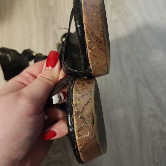 Black Brash Cork Heel Sandles Size 9 - Picture 6 of 6